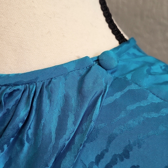 Vintage Adrianna Papell 100% Silk Animal Print Open Back Dress - Picture 9 of 12